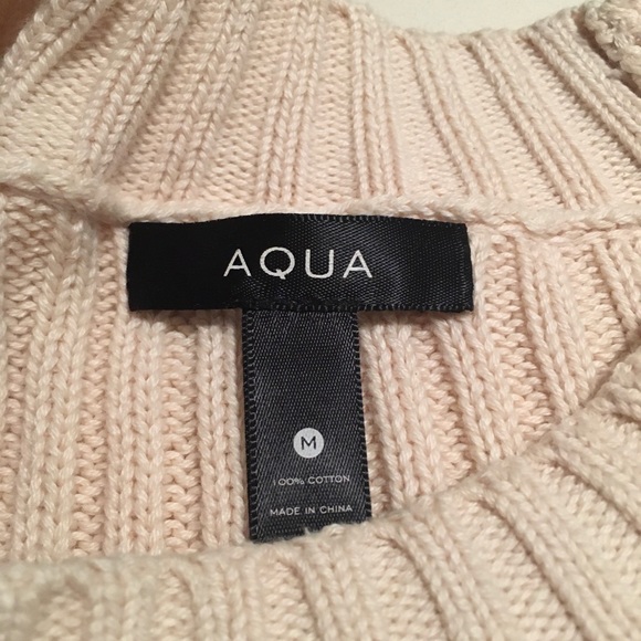 Aqua Braided Sleeve Cotton Sweater - Picture 5 of 5